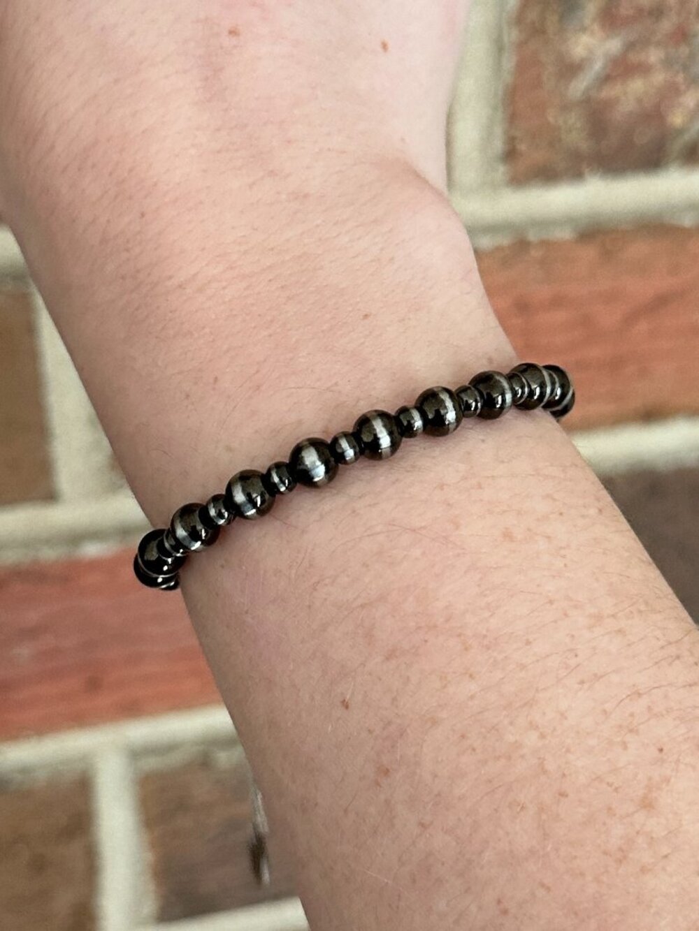 Handmade 6mm & 4mm Alternating Brushed Steel Western Pearl Bracelet